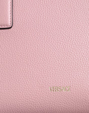 Pink Small Top Handle Grainy Calf Leather Crossbody Bag