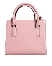 Pink Small Top Handle Grainy Calf Leather Crossbody Bag