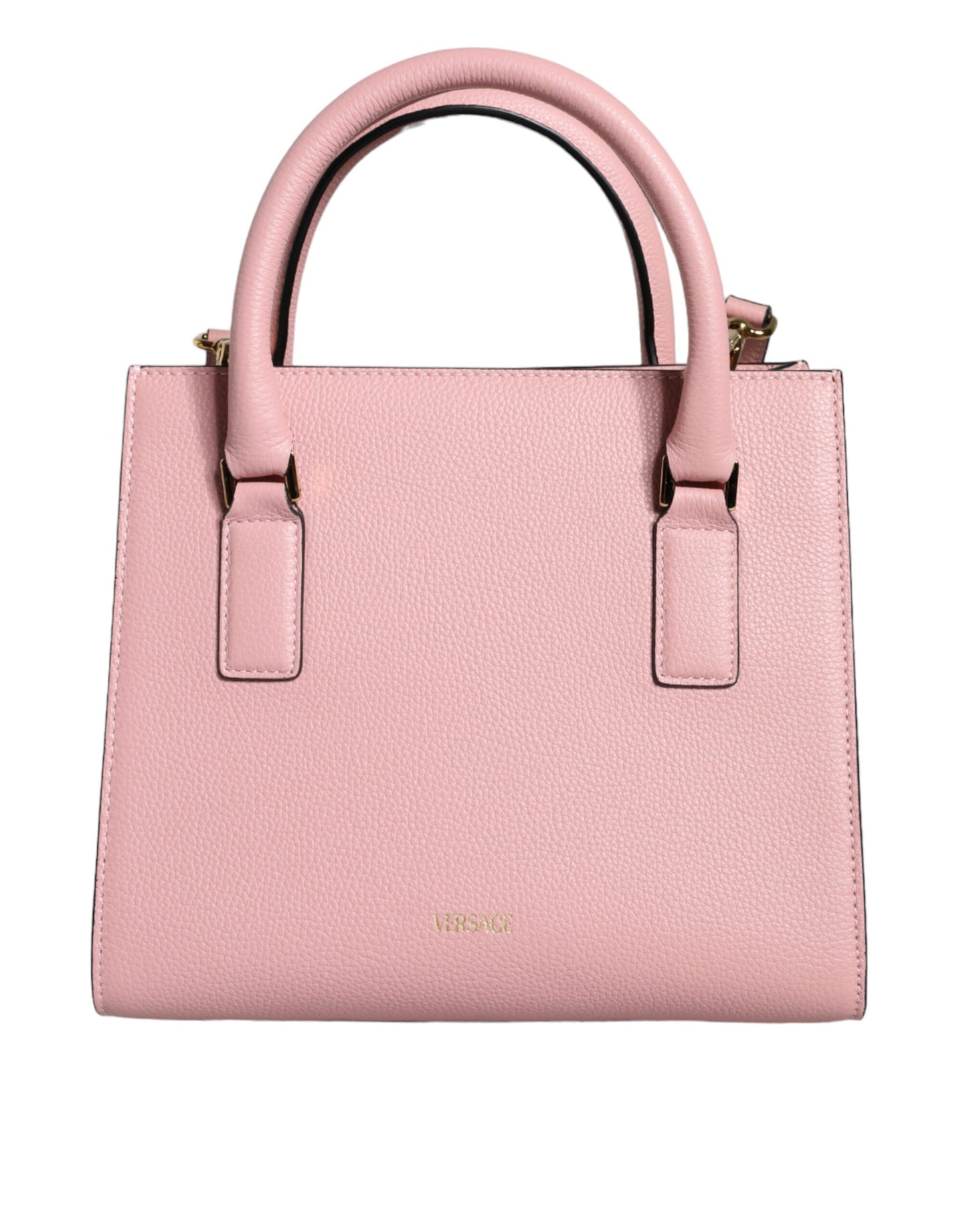 Pink Small Top Handle Grainy Calf Leather Crossbody Bag