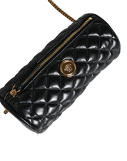 Black Mini Quilted Lambskin Leather Crossbody Sling Bag