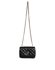 Black Quilted Lambskin Leather Crossbody Shoulder Bag