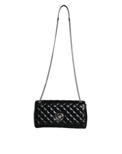 Black Quilted Lambskin Leather Crossbody Shoulder Bag