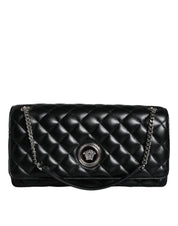 Black Quilted Lambskin Leather Crossbody Shoulder Bag