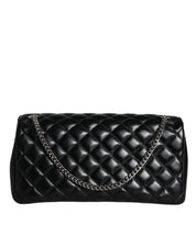 Black Quilted Lambskin Leather Crossbody Shoulder Bag