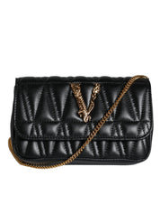 Black Mini Nappa Leather Crossbody Shoulder Bag