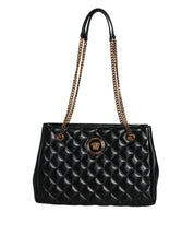 Black Quilted Nappa Leather Shoulder Chain Strap Bag