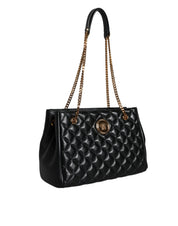 Black Quilted Nappa Leather Shoulder Chain Strap Bag