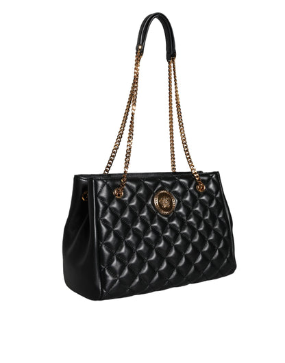 Black Quilted Nappa Leather Shoulder Chain Strap Bag