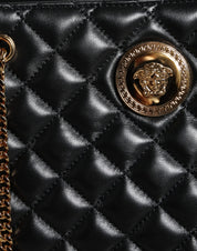 Black Quilted Nappa Leather Shoulder Chain Strap Bag