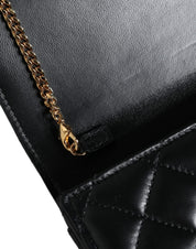 Black Quilted Nappa Leather Crossbody Shoulder Bag