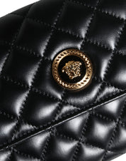 Black Quilted Nappa Leather Crossbody Shoulder Bag