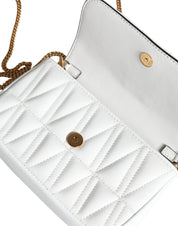 White Quilted Nappa Leather Crossbody Shoulder Bag