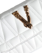 White Quilted Nappa Leather Crossbody Shoulder Bag