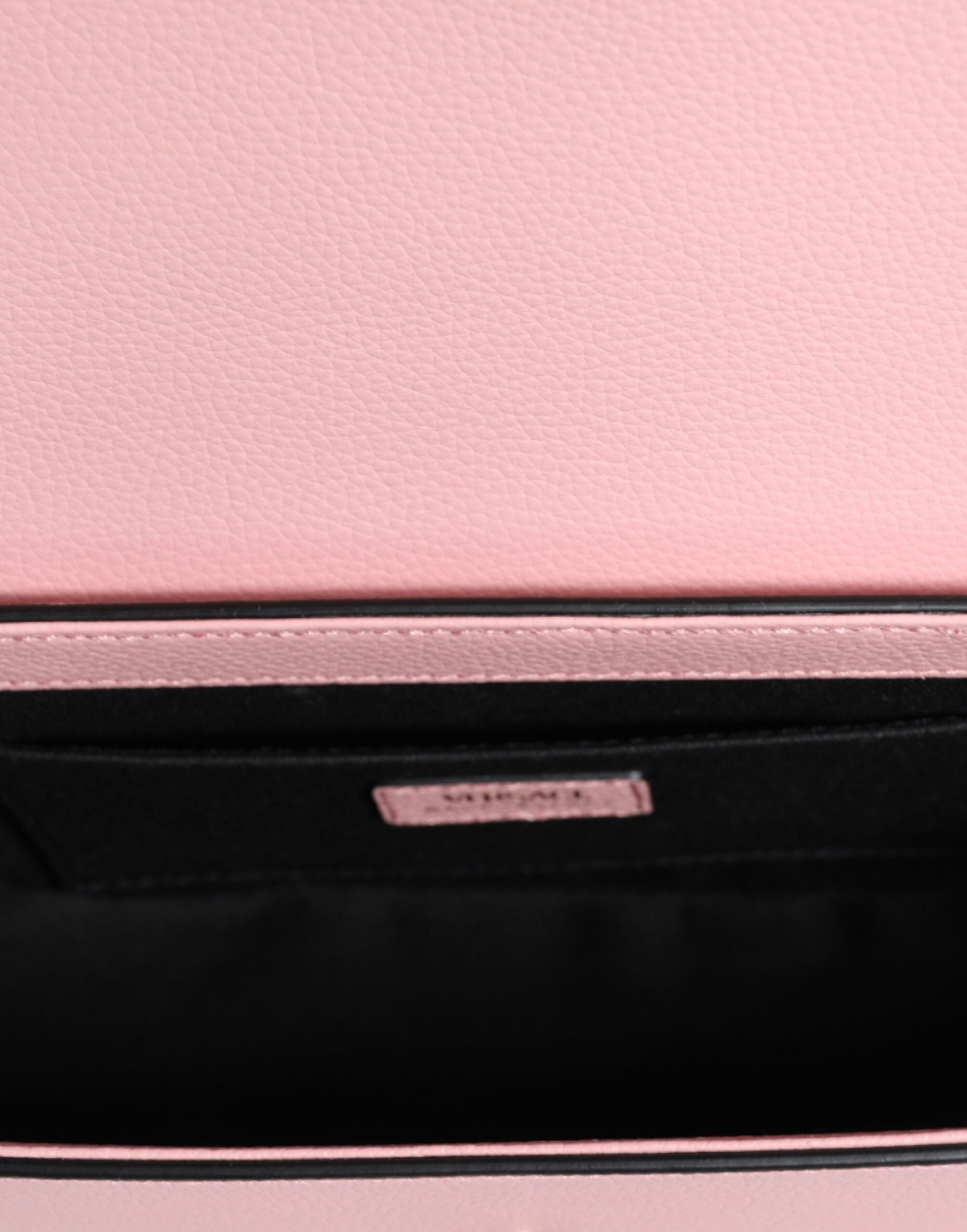 Pink Grainy Calf Leather Logo Crossbody Shoulder Bag