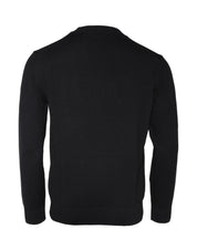 Black Medusa Embroidery Crew Neck Pullover Sweater