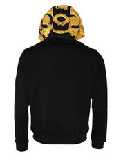 Black Medusa Print Cotton Full Zip HoodieSweatshirt Sweater