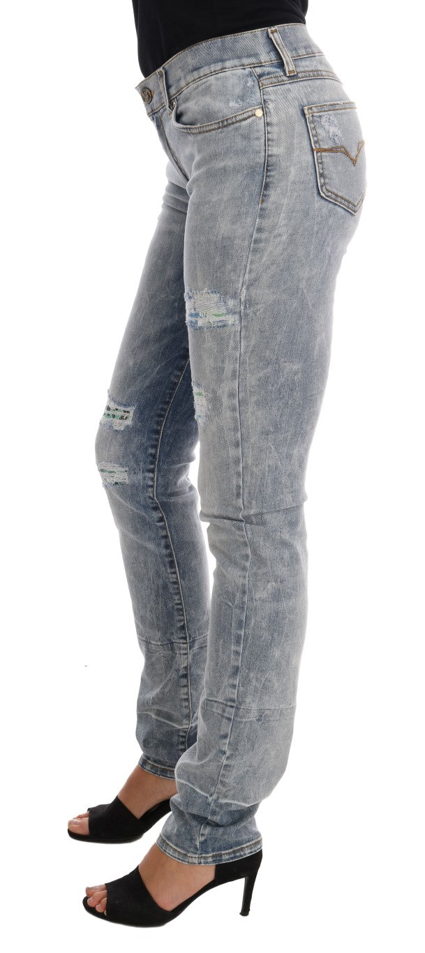 Zerrissene Stretch-Slim-Fit-Jeans in blauer Waschung