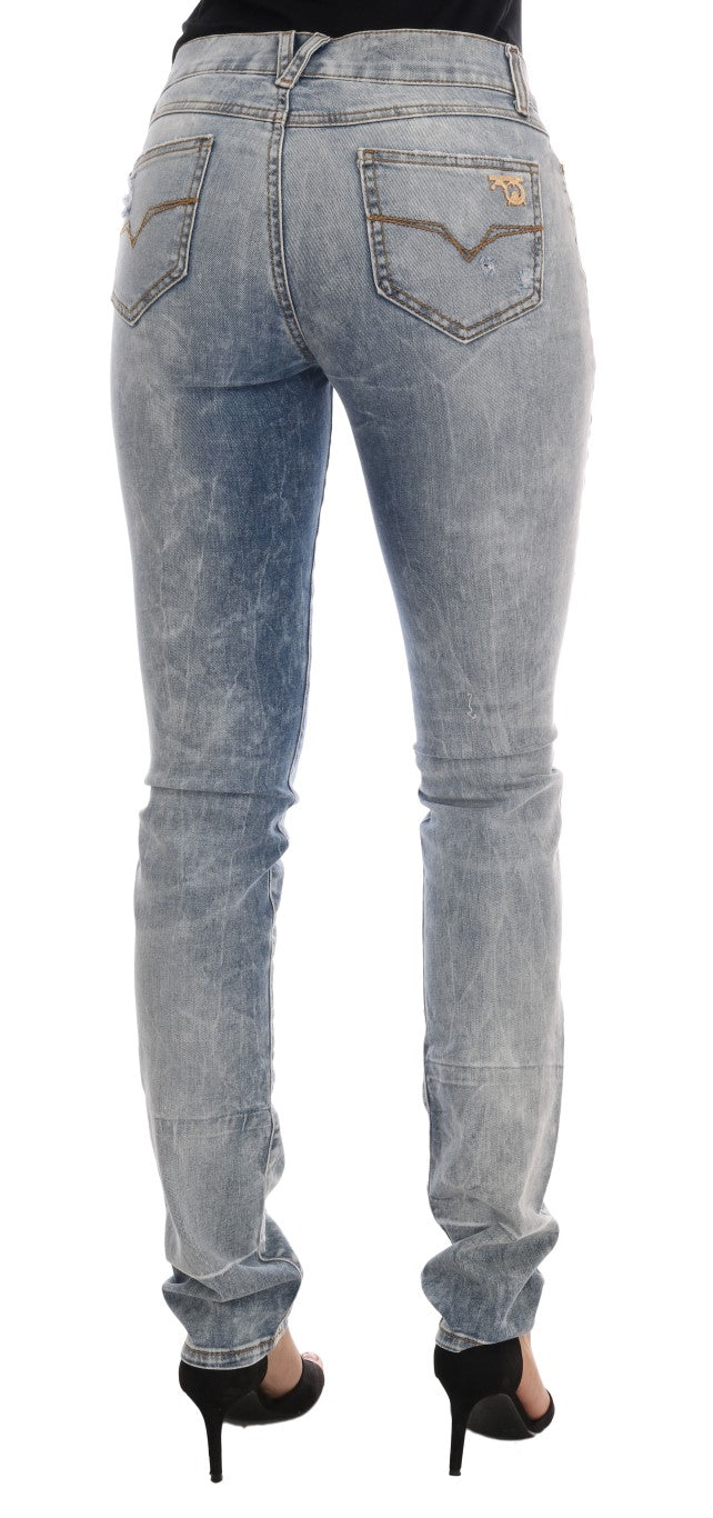 Zerrissene Stretch-Slim-Fit-Jeans in blauer Waschung