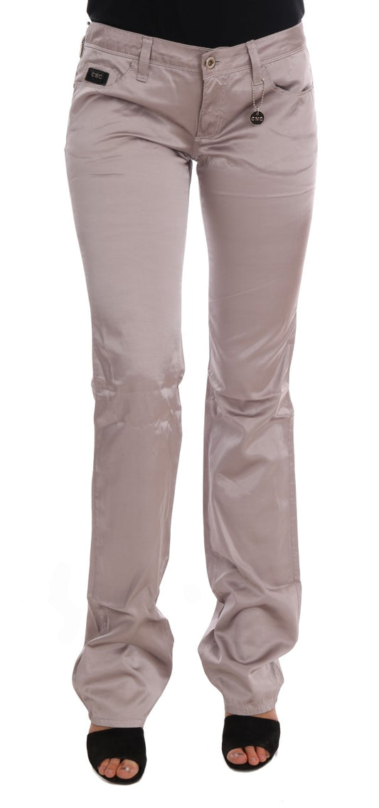 Jean slim en coton beige