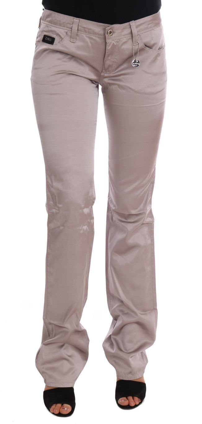 Jean slim en coton beige