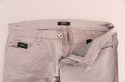 Chic Beige Slim Fit Designer Jeans