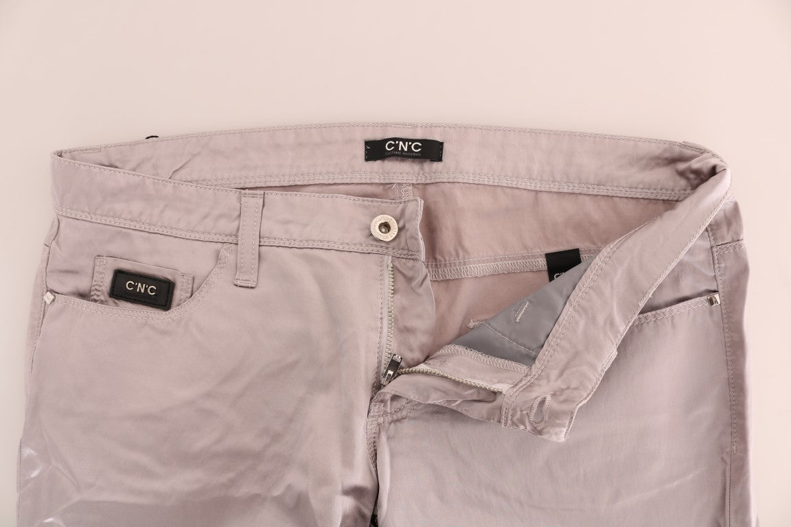 Jean slim en coton beige