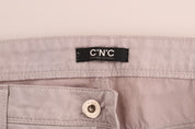 Chic Beige Slim Fit Designer Jeans