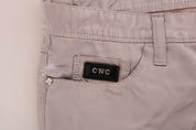 Chic Beige Slim Fit Designer Jeans