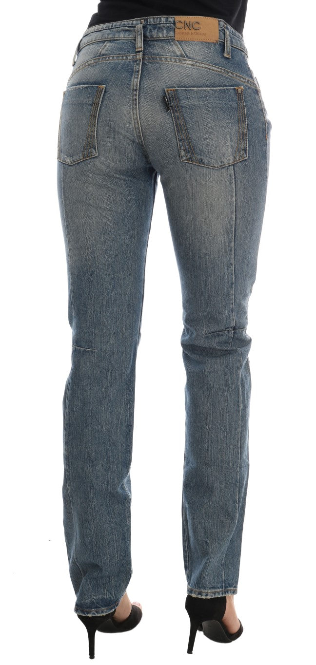 Chic Blue Slim Fit Designer Jeans