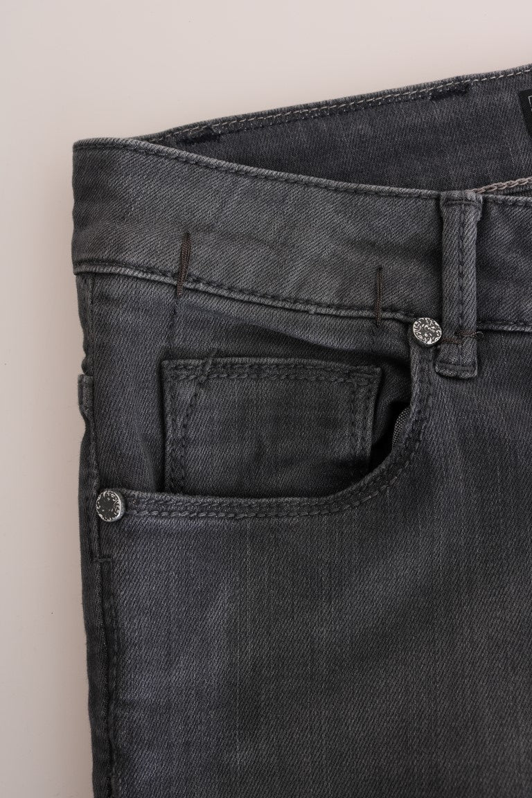 Jean slim en denim gris en coton