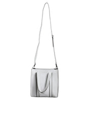 White Leather Logo Shoulder Strap Shopping Tote Bag