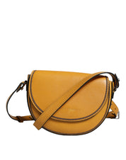 Light Brown Leather Logo Waist Strap Sling Bag