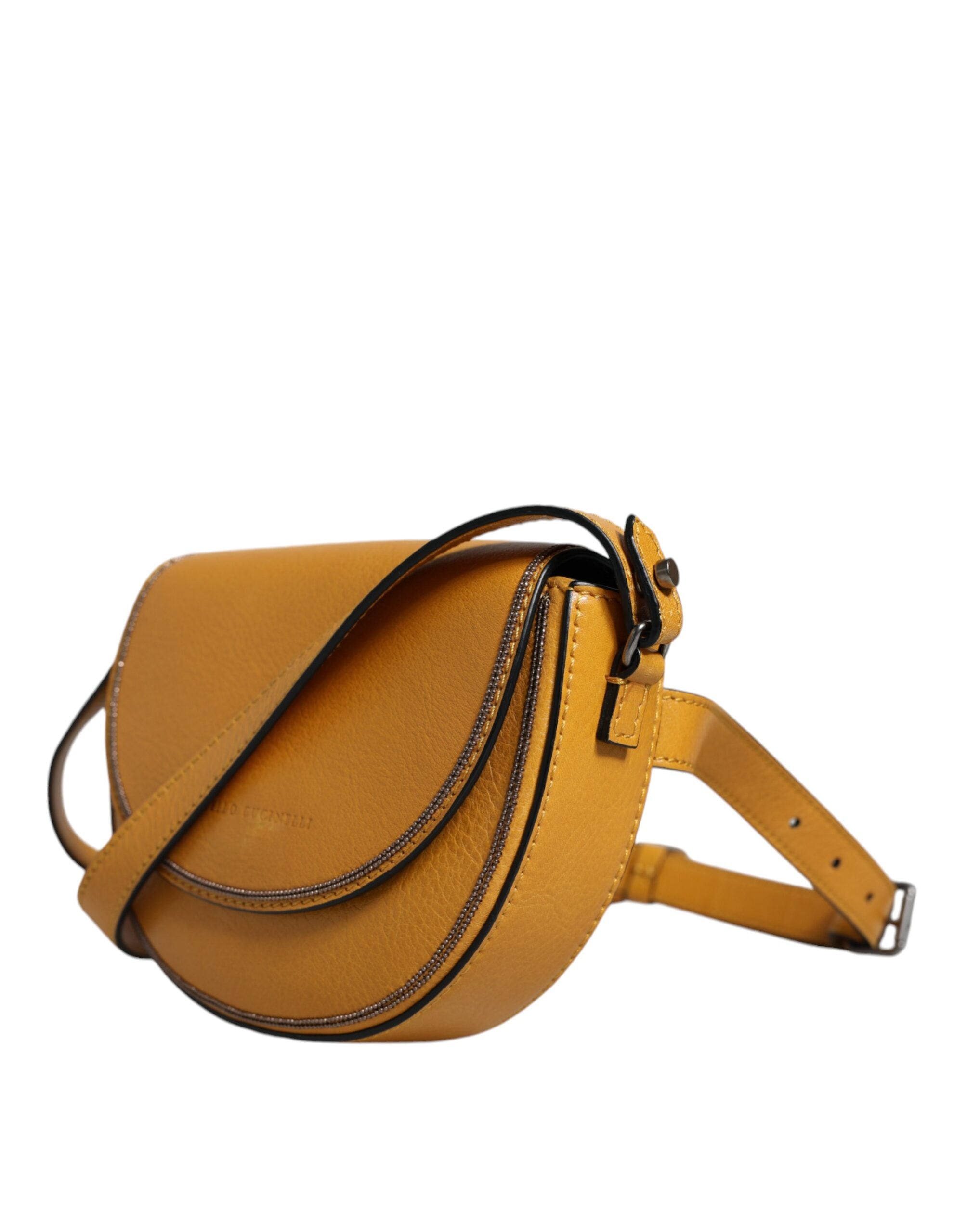 Light Brown Leather Logo Waist Strap Sling Bag