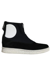 Black White Neoprene Takeshi Mid Calf Boots Shoes