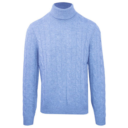 Light Blue Wool Men's Turtleneck Sweater