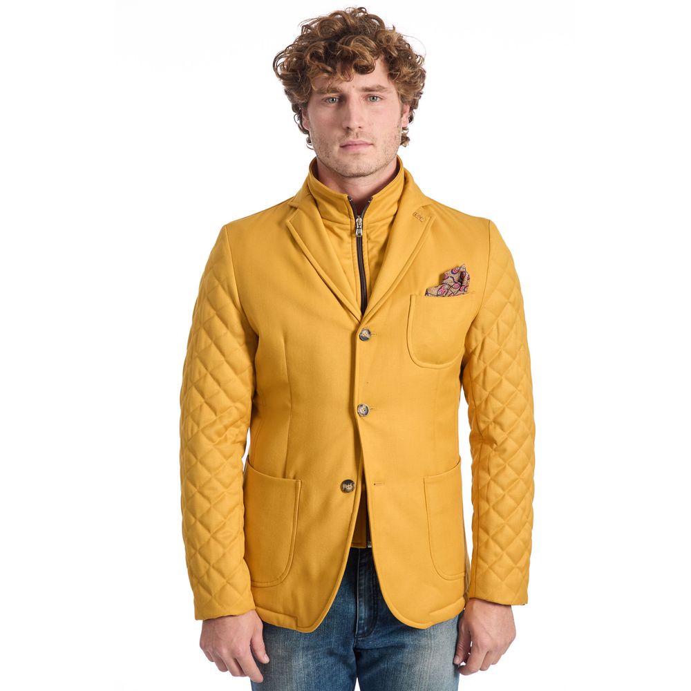 Yellow Viscose Men Jacket