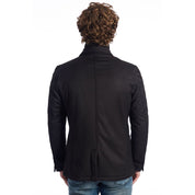 Black Viscose Men Jacket