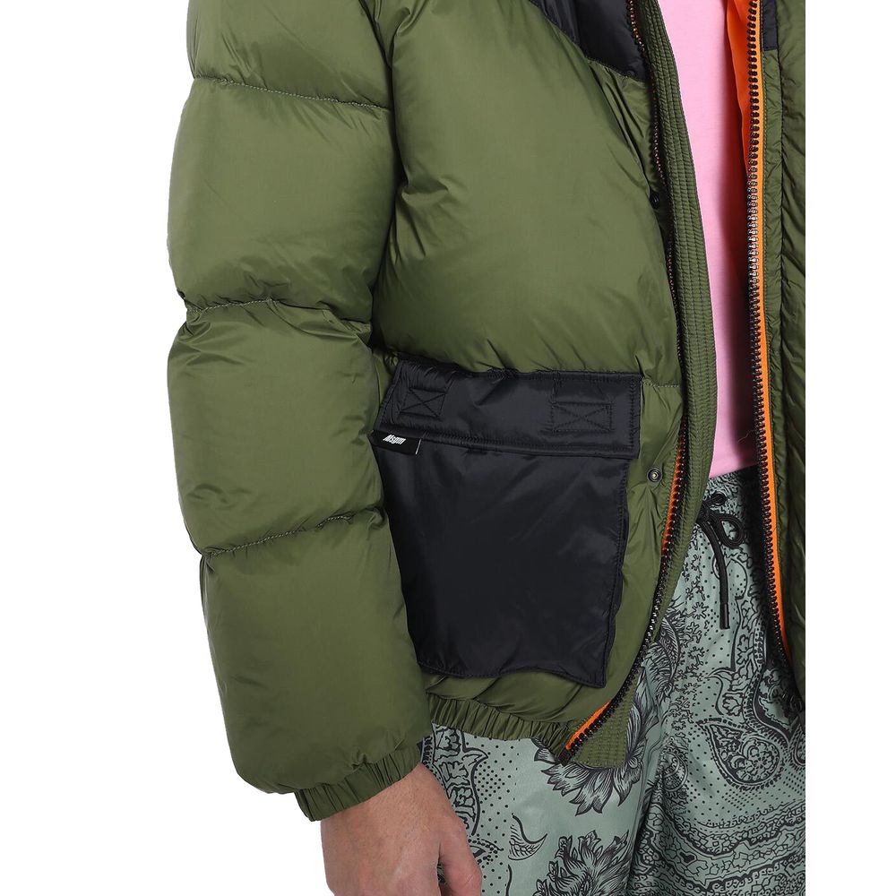 Green Nylon Men Bomber Jacket