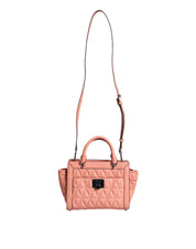 Peach Quilted Leather Logo Crossbody VIVIANNE Messenger Bag