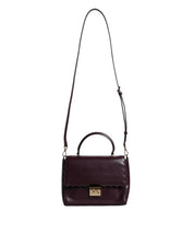 Purple Leather Logo Plaque Crossbody MINDY Satchel Bag