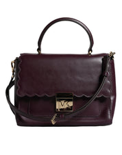 Purple Leather Logo Plaque Crossbody MINDY Satchel Bag