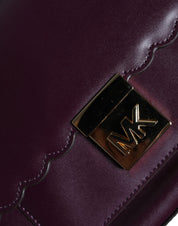 Purple Leather Logo Plaque Crossbody MINDY Satchel Bag