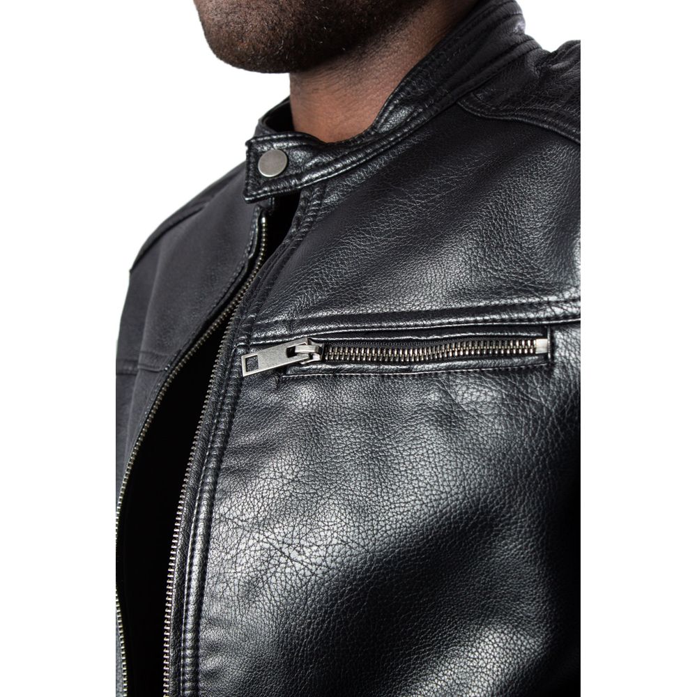 Black Synthetic Leather Jacket