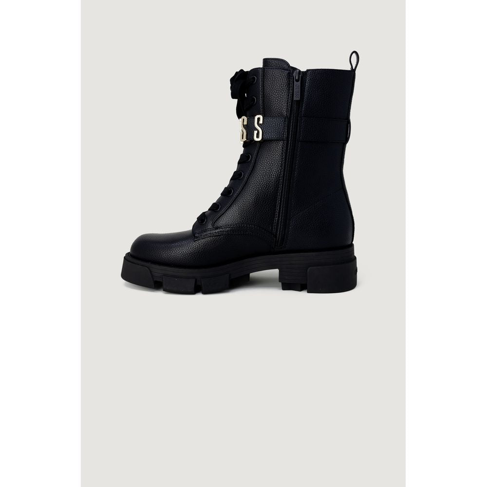 Black Synthetic Leather Boot