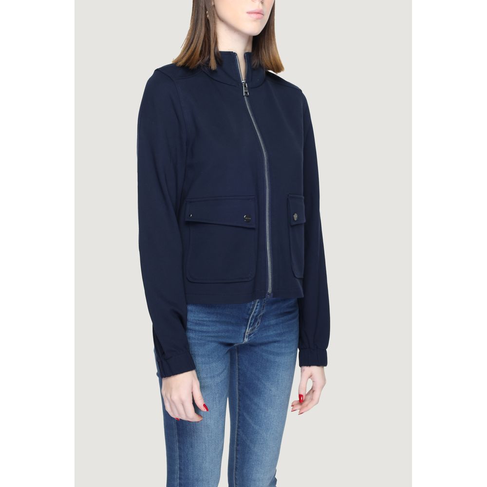 Blue Viscose Jackets & Coat