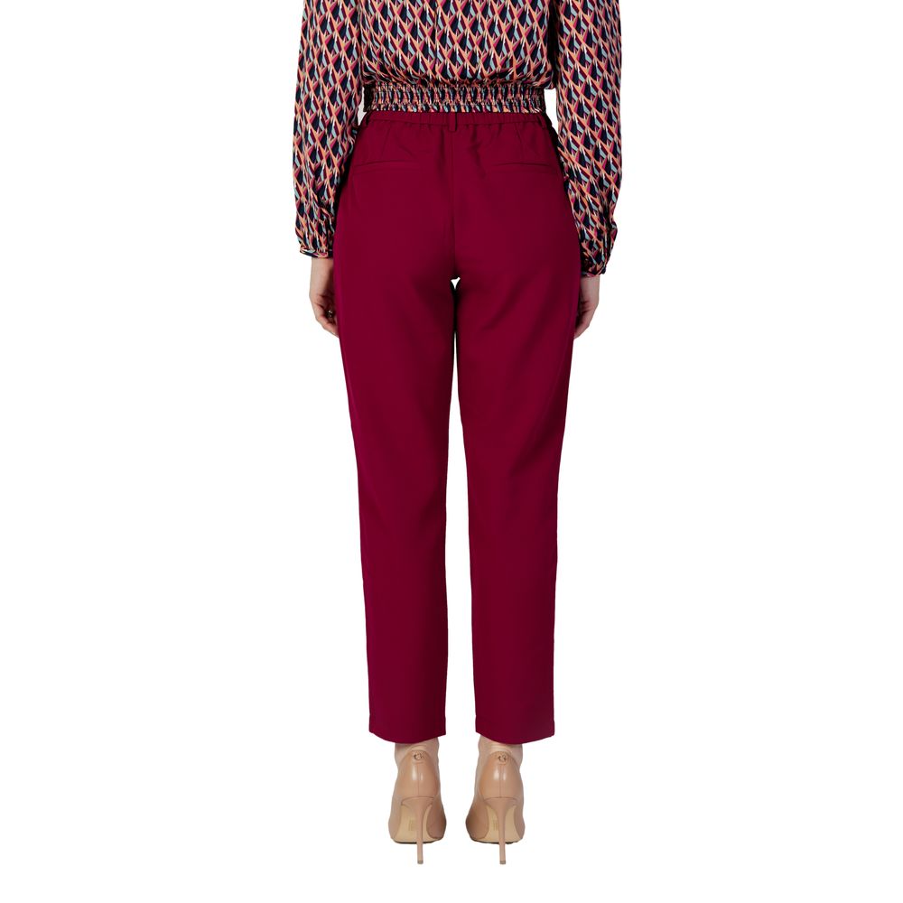 Bordeaux Polyester Jeans & Pant