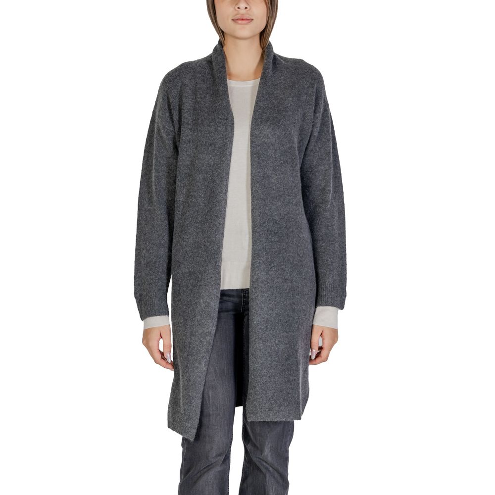 Gray Polyester Cardigan