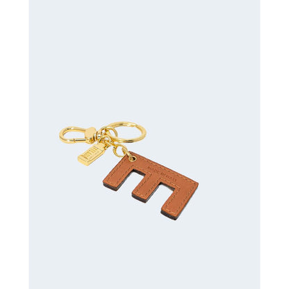 Beige Leather Keychain