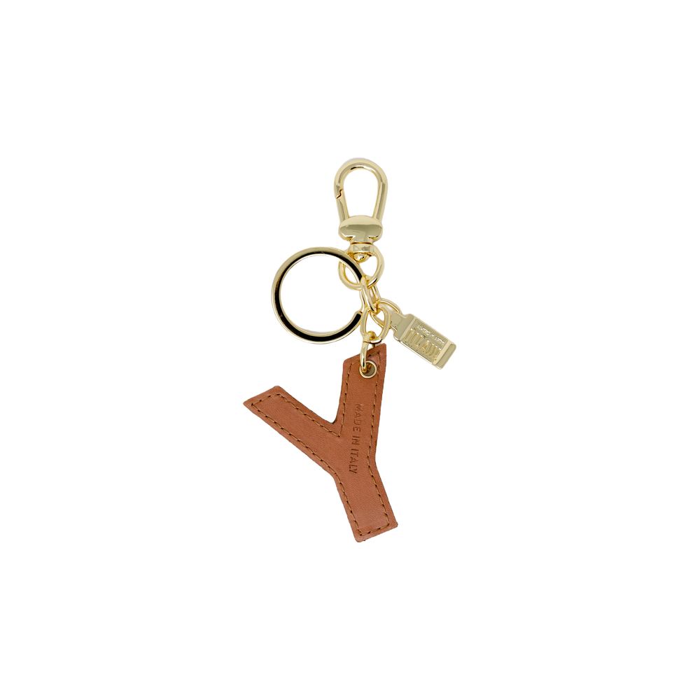 Beige Synthetic Leather Keychain