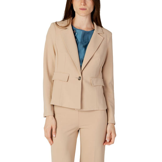 Beige Polyester Suits & Blazer